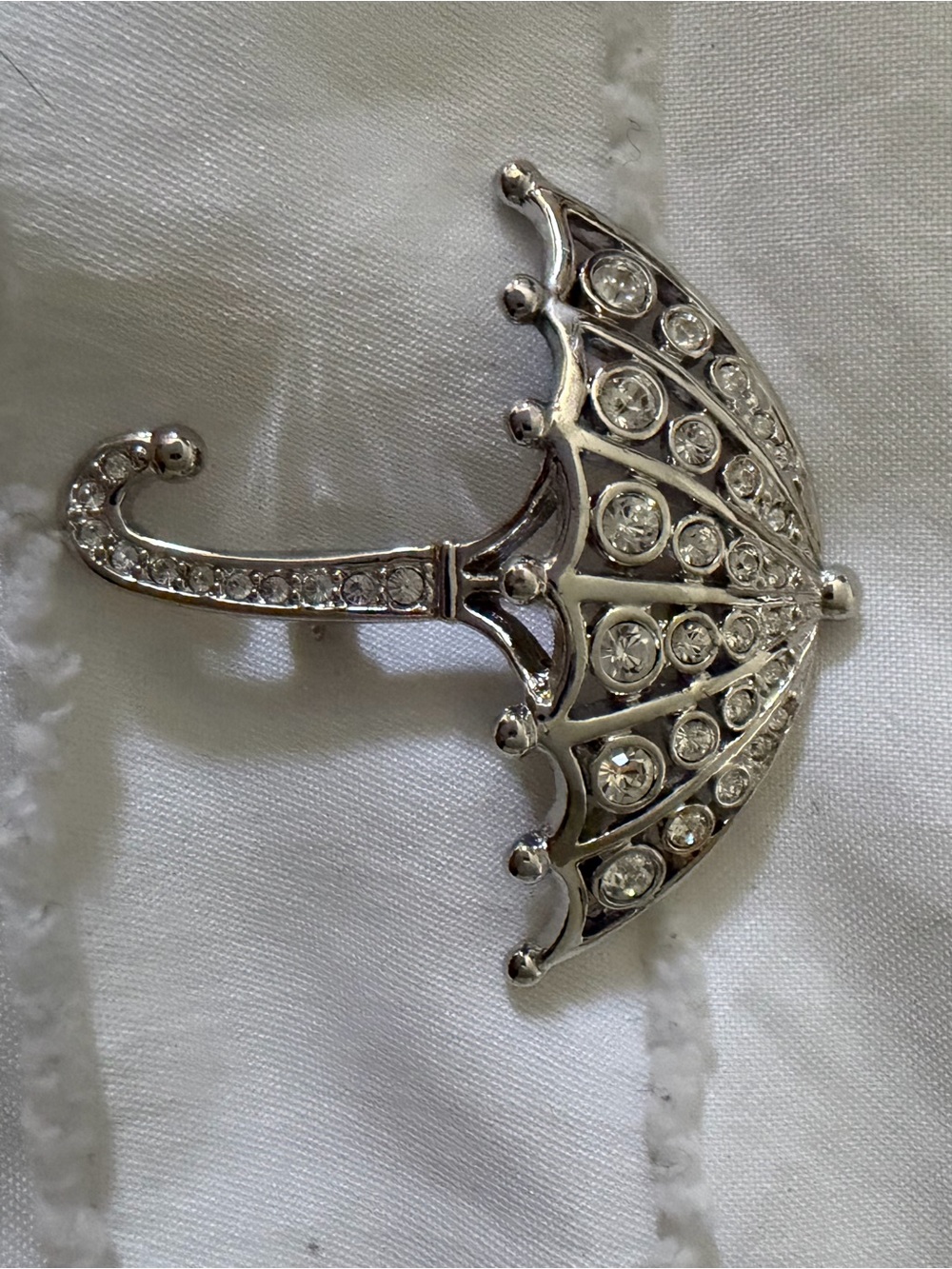Silver Crystal Umbrella Brooch - Womens Jewelry